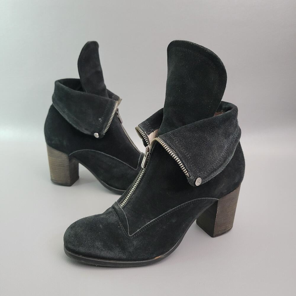 Dkode Women's Boho Black Suede Vintage Style Zippered Retro Ankle Boots US 9
